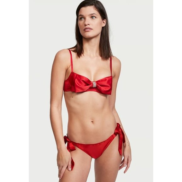 Victoria's Secret Wicked Unlined Bow Balconette Push-Up Bra Lipstick 36C NWT - Picture 2 of 10